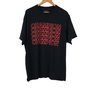 Champion Black Red Short Sleeve Graphic Crew Neck T-shirt Size 1XL